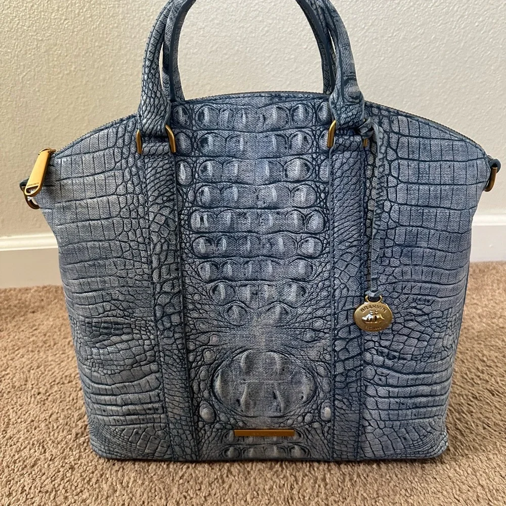 Brahmin Large Duxbury Satchel Light Denim Tetra - Picture 2 of 12